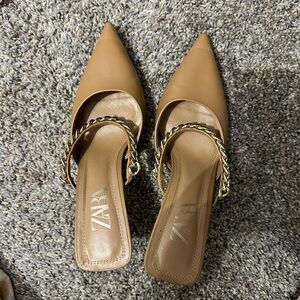 Zara slip on heel in tan